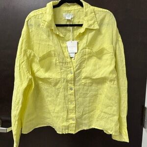 Cynthia Rowley bright yellow Linen Top